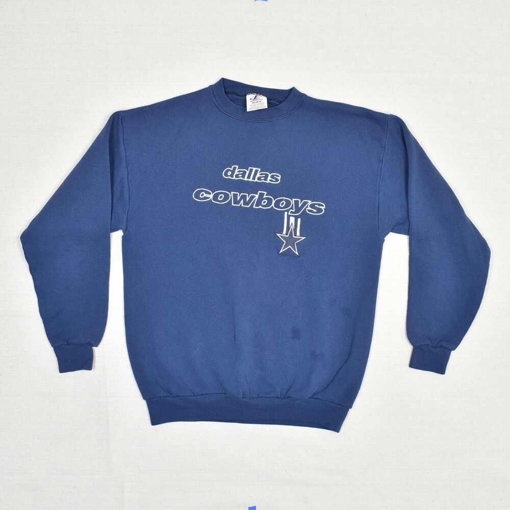 Logo Athletic Cotton Blue Size M STAINED Vintage Dallas Cowboys Sweatshirt Crew